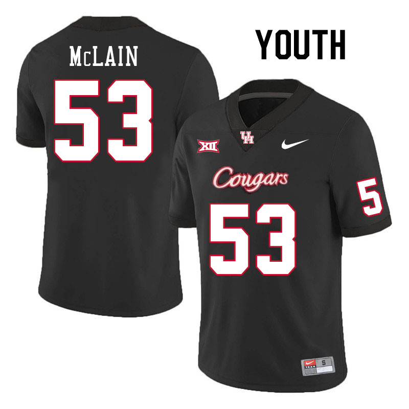 Youth #53 Ronnell McLain Houston Cougars College Football Jerseys Stitched-Black